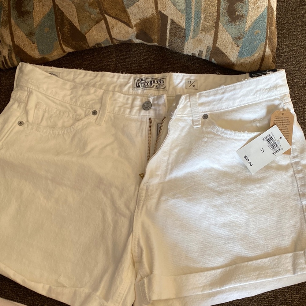 White lucky shorts. NWT. The boyfriend short